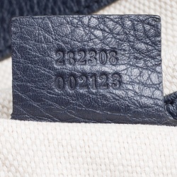 مملوكة مسبقًا Gucci Navy Blue Leather Oversized Soho Tote