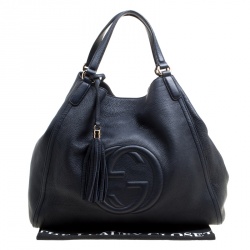 مملوكة مسبقًا Gucci Navy Blue Leather Oversized Soho Tote