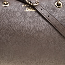 مملوكة مسبقًا حقيبة غوتشي شوبر بوسطن بامبو متوسطة جلد بيج داكنة