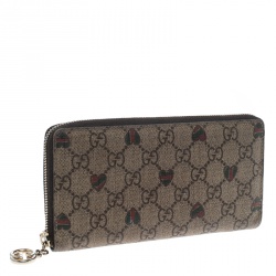 Gucci Beige GG Supreme Canvas Zip Around Wallet 
