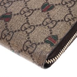 Gucci Beige GG Supreme Canvas Zip Around Wallet 