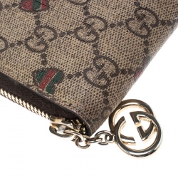 Gucci Beige GG Supreme Canvas Zip Around Wallet 