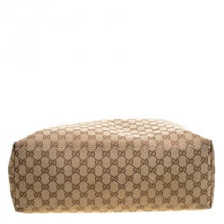 Pre Owned حقيبة يد غوتشي ديابر جلد وكانفاس GG بنية/ بيج