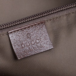 Pre Owned حقيبة يد غوتشي ديابر جلد وكانفاس GG بنية/ بيج