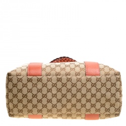 Pre Owned Gucci Beige/Brown GG Canvas Large Bamboo Bar Tote