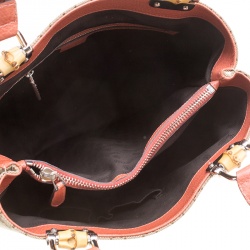 Pre Owned Gucci Beige/Brown GG Canvas Large Bamboo Bar Tote