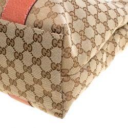 Pre Owned Gucci Beige/Brown GG Canvas Large Bamboo Bar Tote