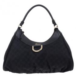مملوكة مسبقًا Gucci Black Canvas Small D Ring Hobo