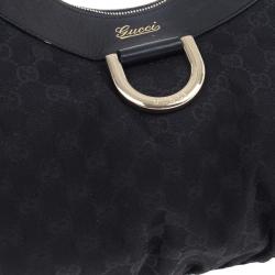 مملوكة مسبقًا Gucci Black Canvas Small D Ring Hobo