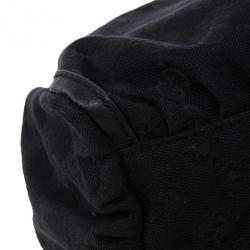 مملوكة مسبقًا Gucci Black Canvas Small D Ring Hobo