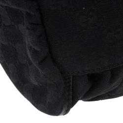 مملوكة مسبقًا Gucci Black Canvas Small D Ring Hobo