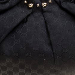 مملوكة مسبقًا Gucci Black GG Canvas Medium Pelham Studded Hobo