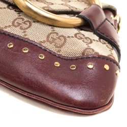 مملوكة مسبقًا حقيبة كلاتش غوتشي سلسلة ويب هورسبيت كانفاس GG سوداء