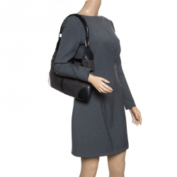 Pre Owned Gucci Black GG Canvas and Patent Leather Jackie Chain Hobo