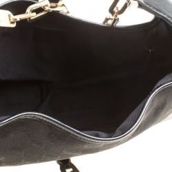 Pre Owned Gucci Black GG Canvas and Patent Leather Jackie Chain Hobo