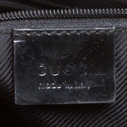 Pre Owned Gucci Black GG Canvas and Patent Leather Jackie Chain Hobo