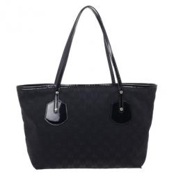 Pre Owned Gucci Black GG Canvas Small Tote