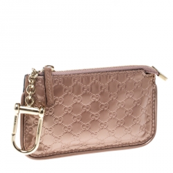 Gucci Metallic Pink Micro Guccissima Patent Leather Key Case Purse