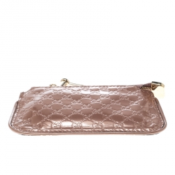 Gucci Metallic Pink Micro Guccissima Patent Leather Key Case Purse