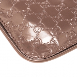 Gucci Metallic Pink Micro Guccissima Patent Leather Key Case Purse