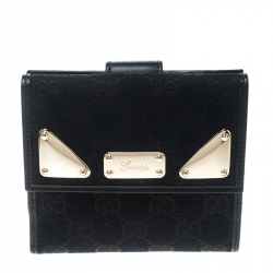 Gucci Black GG Canvas Compact Wallet