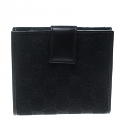 Gucci Black GG Canvas Compact Wallet