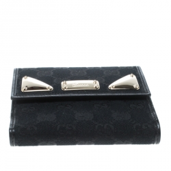 Gucci Black GG Canvas Compact Wallet
