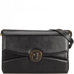 Pre Owned Gucci Black Leather Crossbody Shoulder Bag