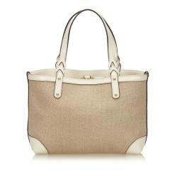 Gucci Two Tone Canvas and Leather Craft Tote