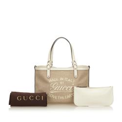 Gucci Two Tone Canvas and Leather Craft Tote