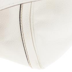 مملوكة مسبقًا Gucci White Pebbled Leather Vintage Web Boston Bag