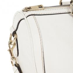 مملوكة مسبقًا Gucci White Pebbled Leather Vintage Web Boston Bag