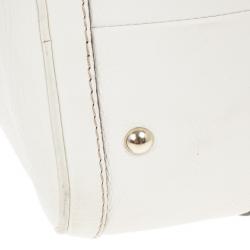 مملوكة مسبقًا Gucci White Pebbled Leather Vintage Web Boston Bag