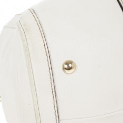 مملوكة مسبقًا Gucci White Pebbled Leather Vintage Web Boston Bag