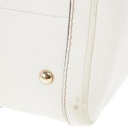 مملوكة مسبقًا Gucci White Pebbled Leather Vintage Web Boston Bag