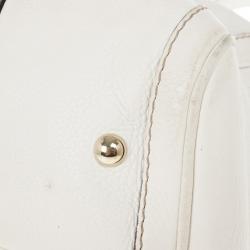 مملوكة مسبقًا Gucci White Pebbled Leather Vintage Web Boston Bag