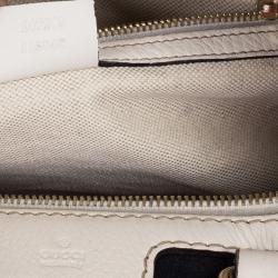 مملوكة مسبقًا Gucci White Pebbled Leather Vintage Web Boston Bag