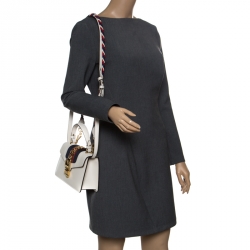 Pre Owned Gucci Off White Leather Mini Sylvie Top Handle Bag 