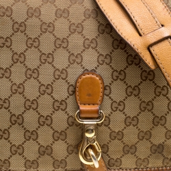 Pre Owned Gucci Beige/Brown GG Canvas Medium Marrakech Tassel Messenger Bag
