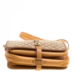 Pre Owned Gucci Beige/Brown GG Canvas Medium Marrakech Tassel Messenger Bag