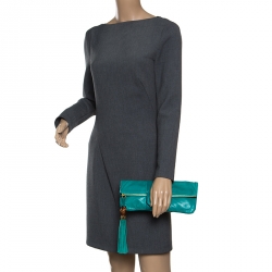 مملوكة مسبقًا حقيبة غوتشي غطاء قلاب لوسي شراشيب بامبو جلد خضراء