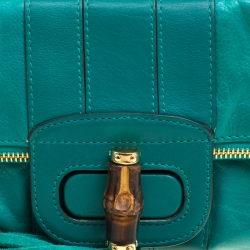 مملوكة مسبقًا حقيبة غوتشي غطاء قلاب لوسي شراشيب بامبو جلد خضراء