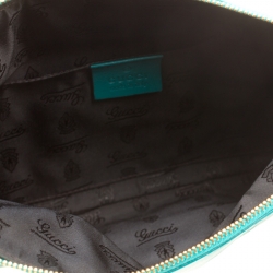 مملوكة مسبقًا حقيبة غوتشي غطاء قلاب لوسي شراشيب بامبو جلد خضراء