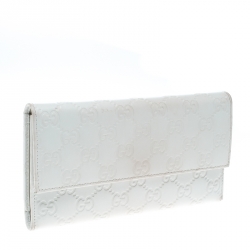 Gucci White Guccissima Leather Trifold Wallet