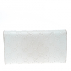 Gucci White Guccissima Leather Trifold Wallet
