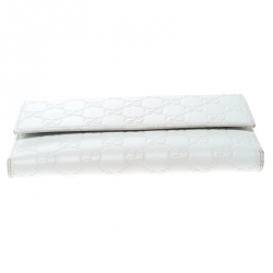 Gucci White Guccissima Leather Trifold Wallet