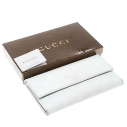 Gucci White Guccissima Leather Trifold Wallet