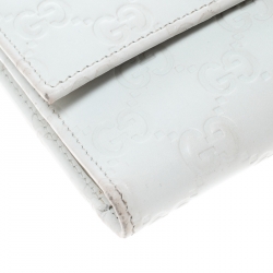 Gucci White Guccissima Leather Trifold Wallet