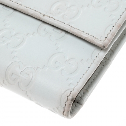 Gucci White Guccissima Leather Trifold Wallet