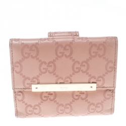 Gucci Blush Pink Guccissima Leather Mini Flap French Wallet